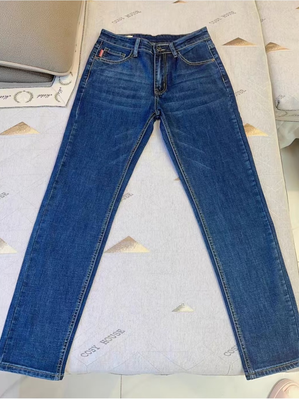 Straight Leg Men's Jeans in Deep Blue Denim